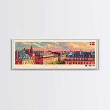 Cargar imagen en el visor de la galería, Copenhagen Denmark Travel Print Wall Art, Panoramic City Art, Travel Art, Wall Decor, Vacation Gift, Framed Canvas Print Or Metal Art