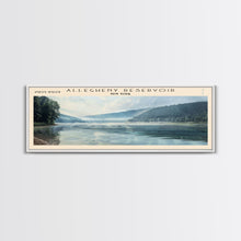 Load image into Gallery viewer, Allegheny Reservoir New York Panoramic Framed Canvas Print, Lake House Decor, Abstract Landscape, Travel Poster, Modern Wall Art, Calm Waters