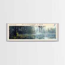 Load image into Gallery viewer, Alligator Lake Florida Panoramic Framed Canvas Print, Lake House Decor, Tropical Landscape, Travel Poster, Wall Art, Scenic Painting