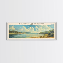 Load image into Gallery viewer, Amistad Reservoir Texas Panoramic Framed Canvas Print, Lake House Decor, Modern Art, Travel Poster, Scenic View, Water Reflection