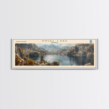 Load image into Gallery viewer, Angel Lake Nevada Panoramic Framed Canvas Print, Lake House Art, Boho Decor, Travel Poster, Nature Wall Art, Serene Scene