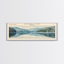 Load image into Gallery viewer, Beaver Lake Arkansas Framed Canvas Print, Panoramic Lake House Decor, Scenic Painting, Travel Poster, Rustic Art, Nature Wall Art