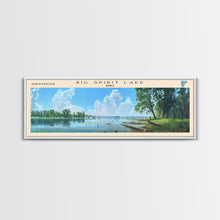 Load image into Gallery viewer, Big Spirit Lake Iowa Framed Canvas Print, Panoramic Lake House Decor, Scenic View, Travel Poster, Rustic Art, Lake Painting