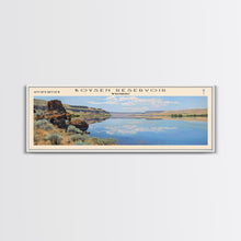 Load image into Gallery viewer, Boysen Reservoir Wyoming Framed Canvas Print, Lake House Art, Panoramic Wall Art, Travel Poster, Minimalist Lake Painting, Home Decor