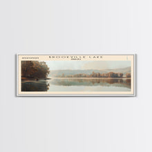 Carregar imagem no visualizador da galeria, Brookville Lake Indiana Framed Canvas Print, Lake House Decor, Panoramic Wall Art, Travel Poster, Rustic Lake Painting, Nature Art