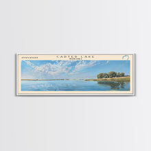 Cargar imagen en el visor de la galería, Carter Lake Nebraska Framed Canvas Print, Lake House Art, Panoramic Wall Art, Travel Poster, Modern Lake Painting, Home Decor