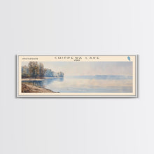 Cargar imagen en el visor de la galería, Chippewa Lake Ohio Framed Canvas Print, Lake House Decor, Panoramic Wide Art, Travel Poster, Modern Lake Painting, Nature Art