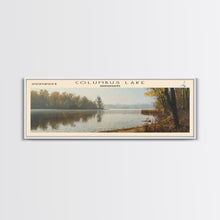 Cargar imagen en el visor de la galería, Columbus Lake Mississippi Framed Canvas Print, Panoramic Lake House Decor, Wide Wall Art, Travel Poster, Rustic Lake Painting, Nature Art