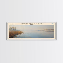 Load image into Gallery viewer, Coralville Lake Iowa Framed Canvas Print, Lake House Art, Panoramic Wide Art, Travel Poster, Modern Lake Painting, Nature Art