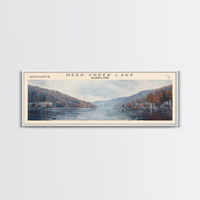 Load image into Gallery viewer, Deep Creek Lake Maryland Framed Canvas Print, Lake House Decor, Panoramic Wall Art, Travel Poster, Modern Lake Painting, Nature Art