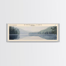 Load image into Gallery viewer, Ennadai Lake Framed Canvas Print, Lake House Decor, Panoramic Wall Art, Travel Poster, Rustic Lake Painting, Home Decor