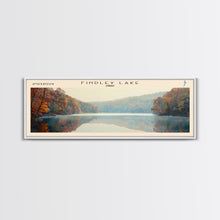Cargar imagen en el visor de la galería, Findley Lake Ohio Framed Canvas Print, Lake House Art, Panoramic Travel Poster, Wall Art, Vibrant Lake Painting, Home Decor