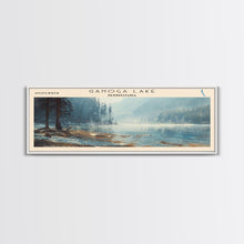 Cargar imagen en el visor de la galería, Ganoga Lake Pennsylvania Framed Canvas Print, Panoramic Lake House Decor, Wall Art, Travel Poster, Vibrant Lake Painting, Nature Art