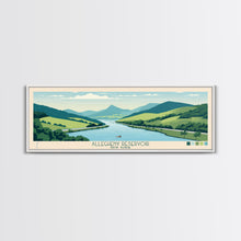 Load image into Gallery viewer, Allegheny Reservoir New York Framed Canvas Print, Panoramic Travel Poster, Pop Art, Midcentury Modern Wall Art, Lake House Art