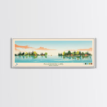 Load image into Gallery viewer, Allequash Lake Wisconsin Framed Canvas Print, Panoramic Wall Art, Midcentury Modern, Pop Art, Travel Poster, Living Room Decor