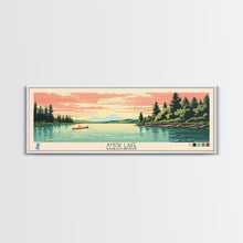 Load image into Gallery viewer, Amisk Lake Saskatchewan Framed Canvas Print, Panoramic Wall Art, Midcentury Modern, Pop Art, Travel Poster, Scenic Living Room Art