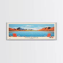 Load image into Gallery viewer, Amistad Reservoir Texas Framed Canvas Print, Panoramic Travel Poster, Midcentury Modern Wall Art, Pop Art, Nature Bedroom Decor