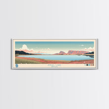 Load image into Gallery viewer, Angel Lake Nevada Framed Canvas Print, Panoramic Wall Art, Midcentury Modern, Pop Art, Travel Poster, Scenic Lake House Art