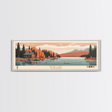 Load image into Gallery viewer, Bear Lake Utah Idaho Framed Canvas Print, Panoramic Travel Poster, Midcentury Modern Wall Art, Pop Art, Nature Living Room Art, Lake House Decor