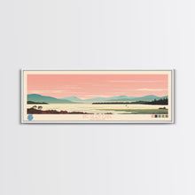 Load image into Gallery viewer, Big Glen Lake Michigan Framed Canvas Print, Panoramic Wall Art, Midcentury Modern, Pop Art, Travel Poster, Scenic Living Room Decor, Bedroom Art