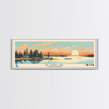 Load image into Gallery viewer, Big Sandy Lake Saskatchewan Framed Canvas Print, Panoramic Travel Poster, Midcentury Modern Wall Art, Pop Art, Lake House Decor, Nature Art
