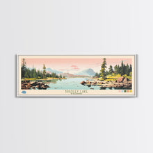 Load image into Gallery viewer, Bradley Lake Wyoming Framed Canvas Print, Midcentury Modern Panoramic Wall Art, Living Room Decor, Pop Art, Travel Poster Art