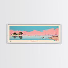 Carregar imagem no visualizador da galeria, Caballo Lake New Mexico Framed Canvas Print, Midcentury Modern Panoramic Wall Art, Living Room Decor, Pop Art, Travel Poster Art, Scenic Nature Painting