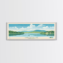 Carregar imagem no visualizador da galeria, Candlewood Lake Connecticut Framed Canvas Print, Pop Art Panoramic Travel Poster, Midcentury Modern, Wall Art, Scenic Nature Painting, Bedroom Decor