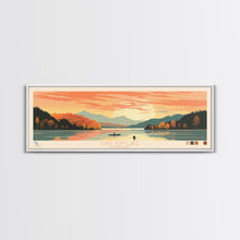 Cargar imagen en el visor de la galería, Cave Run Lake Kentucky Framed Canvas Print, Midcentury Modern Panoramic Wall Art, Living Room Decor, Pop Art, Travel Poster Art, Nature Art, Lake House Decor