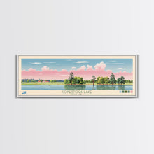 Cargar imagen en el visor de la galería, Conestoga Lake Nebraska Framed Canvas Print, Pop Art Panoramic Travel Poster, Midcentury Modern, Wall Art, Scenic Nature Painting, Bedroom Decor, Living Room Art