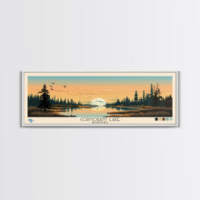 Cargar imagen en el visor de la galería, Cormorant Lake Manitoba Framed Canvas Print, Pop Art Panoramic Travel Poster, Midcentury Modern, Wall Art, Scenic Nature Painting, Bedroom Decor, Living Room Art