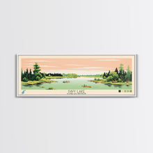 Load image into Gallery viewer, Davy Lake Saskatchewan Framed Canvas Print, Midcentury Modern Panoramic Wall Art, Living Room Decor, Pop Art, Travel Poster Art, Scenic Nature Painting