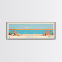 Load image into Gallery viewer, El Dorado Lake Kansas Framed Canvas Print, Panoramic Wall Art, Midcentury Modern, Pop Art, Living Room Art, Travel Poster, Vintage Lake Art