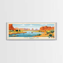 Carregar imagem no visualizador da galeria, Fool Hollow Lake Arizona Framed Canvas Print, Panoramic Art, Midcentury Modern, Pop Art, Living Room Decor, Travel Poster, Lake Painting, Wall Art