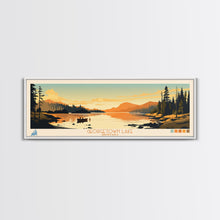 Load image into Gallery viewer, Georgetown Lake Montana Framed Canvas Print, Panoramic Wall Art, Midcentury Modern, Pop Art, Living Room Decor, Travel Poster, Nature Art, Lake House Art