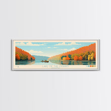 Load image into Gallery viewer, Lake of the Ozarks Missouri Framed Canvas Print, Panoramic Wall Art, Midcentury Modern, Pop Art, Bedroom Art, Travel Poster, Lake House Decor