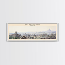 Load image into Gallery viewer, Borobudur Travel Poster Print, Framed Canvas Print, COUNTRY Travel Art, Wood Framed Art, Wall Hanging, Home Decor