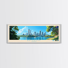 Load image into Gallery viewer, Brisbane, Australia Travel Poster Panoramic Canvas Print, Brisbane, Australia Painting, Australia Art, Brisbane Travel Art, Guest Room Painting