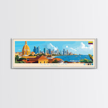 Cargar imagen en el visor de la galería, Cartagena, Colombia Panoramic Travel Poster Canvas Print, Cartagena, Colombia Painting, Colombia Art, Cartagena Travel Art, Guest Room Painting
