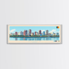 Load image into Gallery viewer, Douala, Cameroon Panoramic Travel Poster Canvas Print, Douala, Cameroon Painting, Cameroon Art, Douala Panoramic Travel Art, Travel Painting