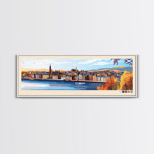 Load image into Gallery viewer, Dundee, Scotland Panoramic Travel Poster Canvas Print, Dundee, Scotland Painting, Scotland Art, Dundee Panoramic Travel Art, Travel Painting