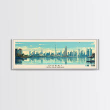 Load image into Gallery viewer, Dubai, United Arab Emirates Panoramic Canvas Print, Dubai, United Arab Emirates Painting, United Arab Emirates Art, Dubai Travel Poster, Travel Art, Housewarming Gift