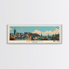 Load image into Gallery viewer, Edinburgh, Scotland Panoramic Canvas Print, Edinburgh, Scotland Painting, Scotland Art, Edinburgh Travel Poster, Travel Art, Vacation Gift
