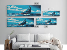 Cargar imagen en el visor de la galería, Come Sail Away - Panoramic Sail Boat Art - Framed Canvas Print - Oil Painting Reprint - Framed Art - Sailing On The Ocean Blue