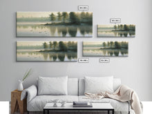 Carregar imagem no visualizador da galeria, framed lake landscape art, panoramic, framed wall art, living room wall decor, framed canvas, minimalist landscape, abstract landscape art