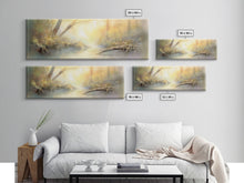 Load image into Gallery viewer, Beautiful Misty Landscape Wall Art Print, Foggy Lake, River, Trees, Wall Decor, Large Canvas Art Print, Panoramic, Wall Art, Canvas Print