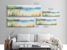 Carregar imagem no visualizador da galeria, Abstract Nature Wall Art Print, Wildflowers, Lake, River, Watercolor Art, Large Canvas Art Print, Panoramic, Wall Art, Canvas Print