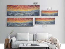 Carregar imagem no visualizador da galeria, Abstract Sea Horizon Wall Art, Vibrant Abstract, Framed Print Art, Sunset, Ocean, Textured Abstract Panoramic, Wall Art, Canvas Print
