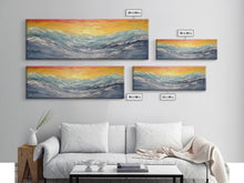 Carregar imagem no visualizador da galeria, Abstract Sea Wall Art, Vibrant Abstract, Framed Art, Sunset, Ocean, Abstract Nature, Textured Abstract, Panoramic, Wall Art, Canvas Print