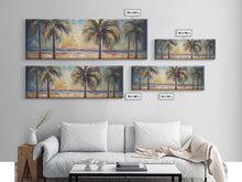 Carregar imagem no visualizador da galeria, Abstract Beach Canvas Art Print, Sunset, Coconut Trees, Textured Abstract Print, Canvas Wall Art Beach, Panoramic, Wall Art, Canvas Print